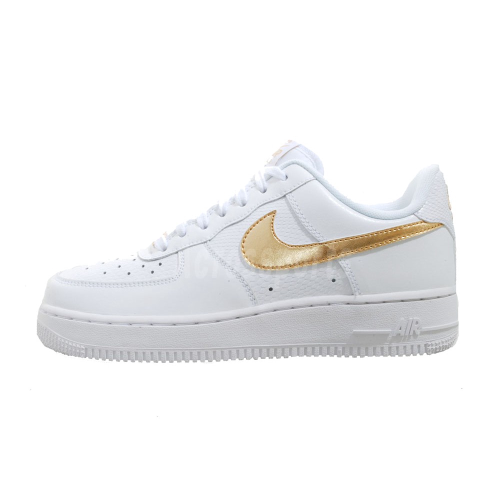 nike white shoes with gold tick