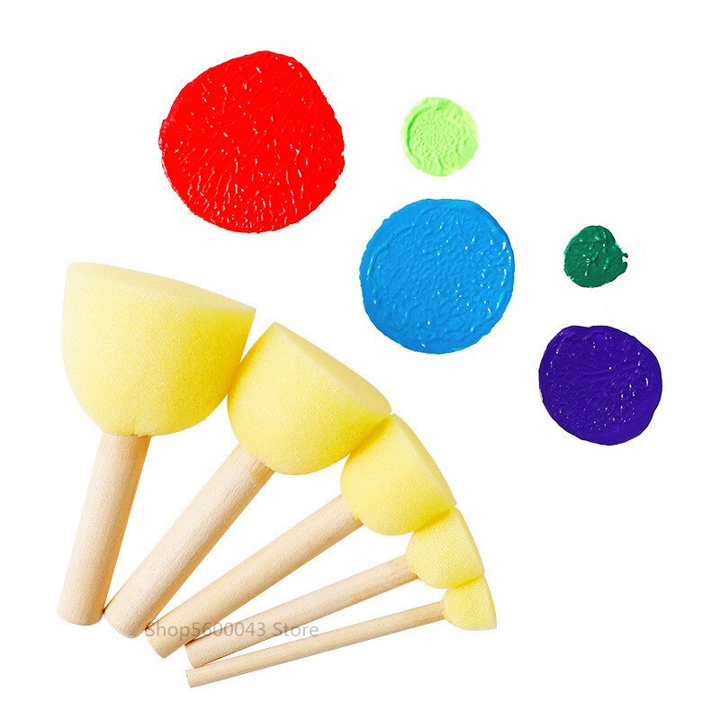 Ceramic Art Sponge Stick 5pcs/set of Wooden Pole Absorbent Sponge Ceramic Painting Moisturizing Sculpture Modeling Tool