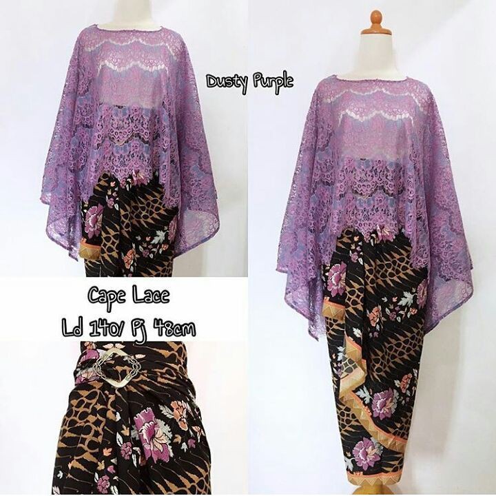 Modern Javanese Blouse Suit Brocade Cape Lace Dusty Purple And Other ...