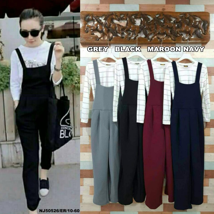 NJ Fashion Trendy Jumpsuit [Free Inner Top (Plain/Stripe)]