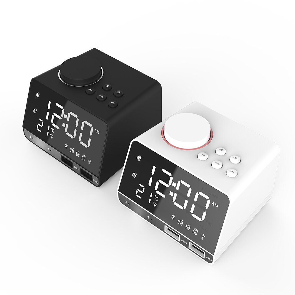 LED Digital Alarm Clock FM Radio with Wireless Bluetooth Speaker Player
