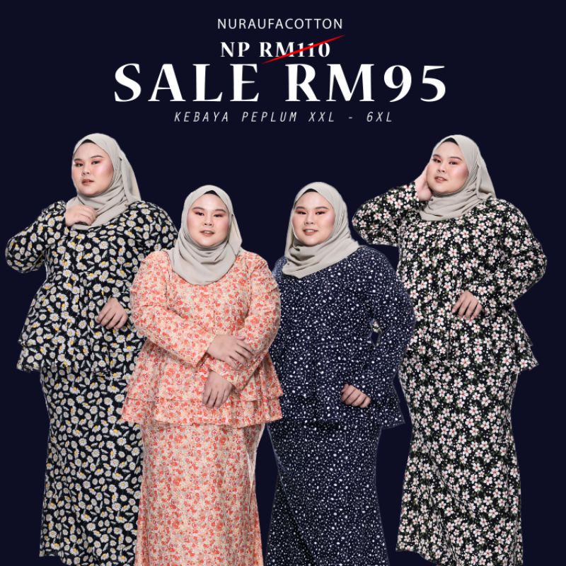 Buy Xxl 6xl Kebaya Peplum Plussize Xxl 3xl 4xl 5xl 6xl English Cotton Ready Stock Kl Seetracker Malaysia