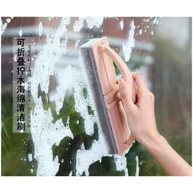 日式带手柄折叠浴室海绵擦浴缸刷 强力去污瓷砖玻璃清洁刷海绵刷