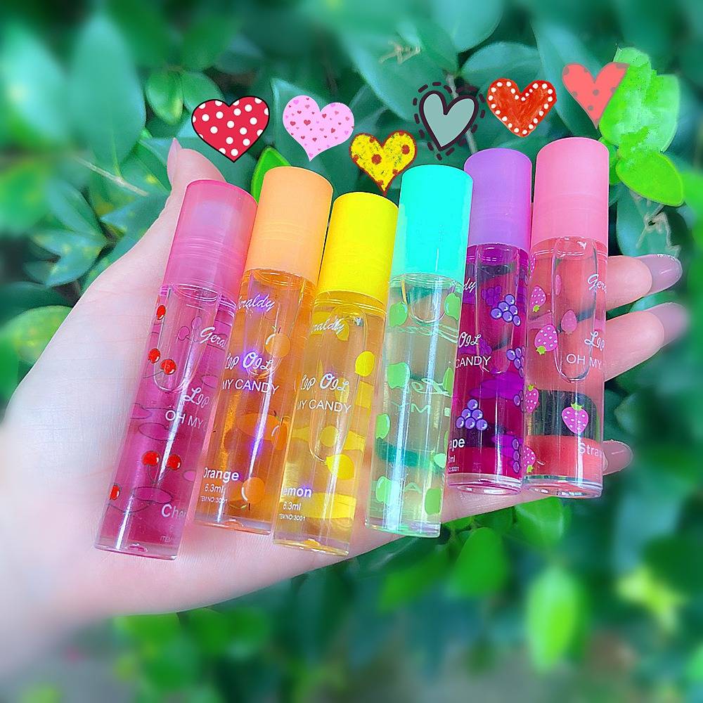 6 Color moisturizing fruit lip gloss flowers lip gloss transparent