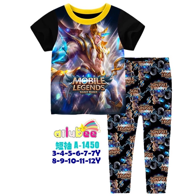 CLEARANCE Ailubee A1450SL Moblie Legends Boy pyjamas (3/4/6y) Shopee