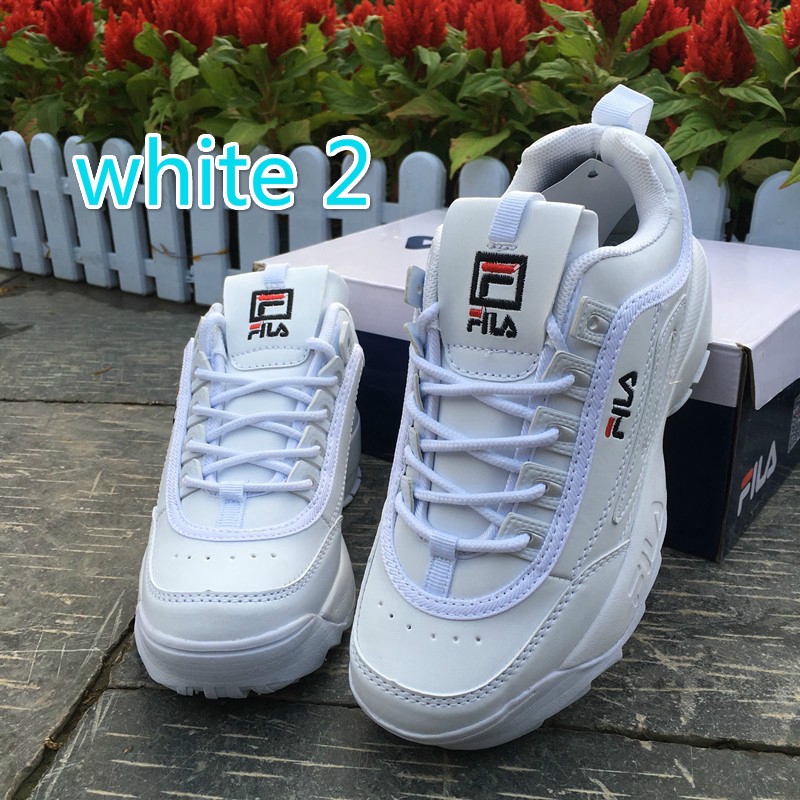  Kasut  Wanita fila  Disruptor Runing Shoes White Flat Women 