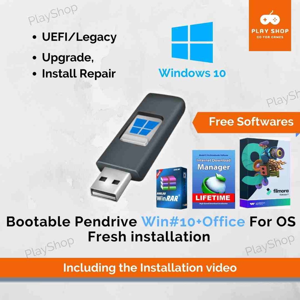[32Gb Original] Windows 10 Pro Bootable Master Pendrive USB W/ ??? ????? Reinstall Reboot