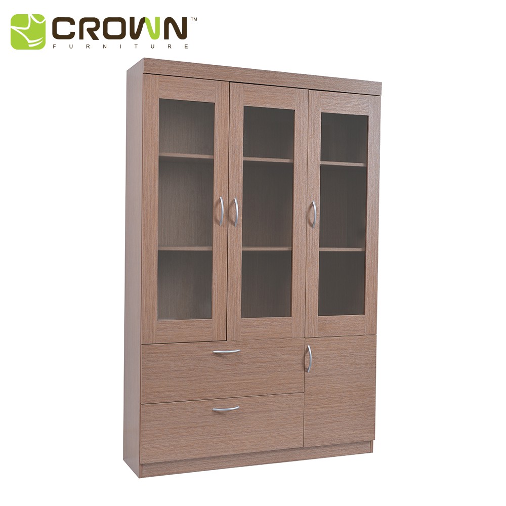 Crown 3 Doors Book Cabinet Glass Door Urban Oak Shopee Malaysia