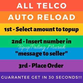 Auto Reload ALL TELCO Umobile & Celcom are available for Prepaid & Postpaid Hotlink Onexox Tunetalk for Prepaid Only