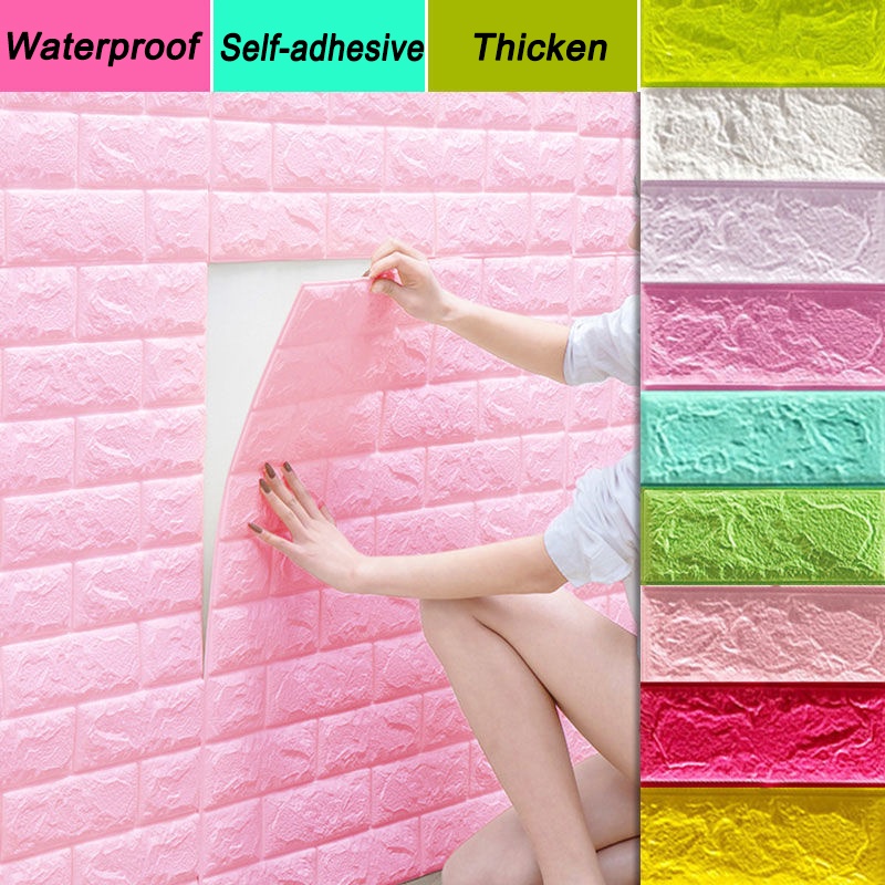 Hot DIY brick Wall Stickers Selfadhesive 3D Foam Wallpaper bata batu