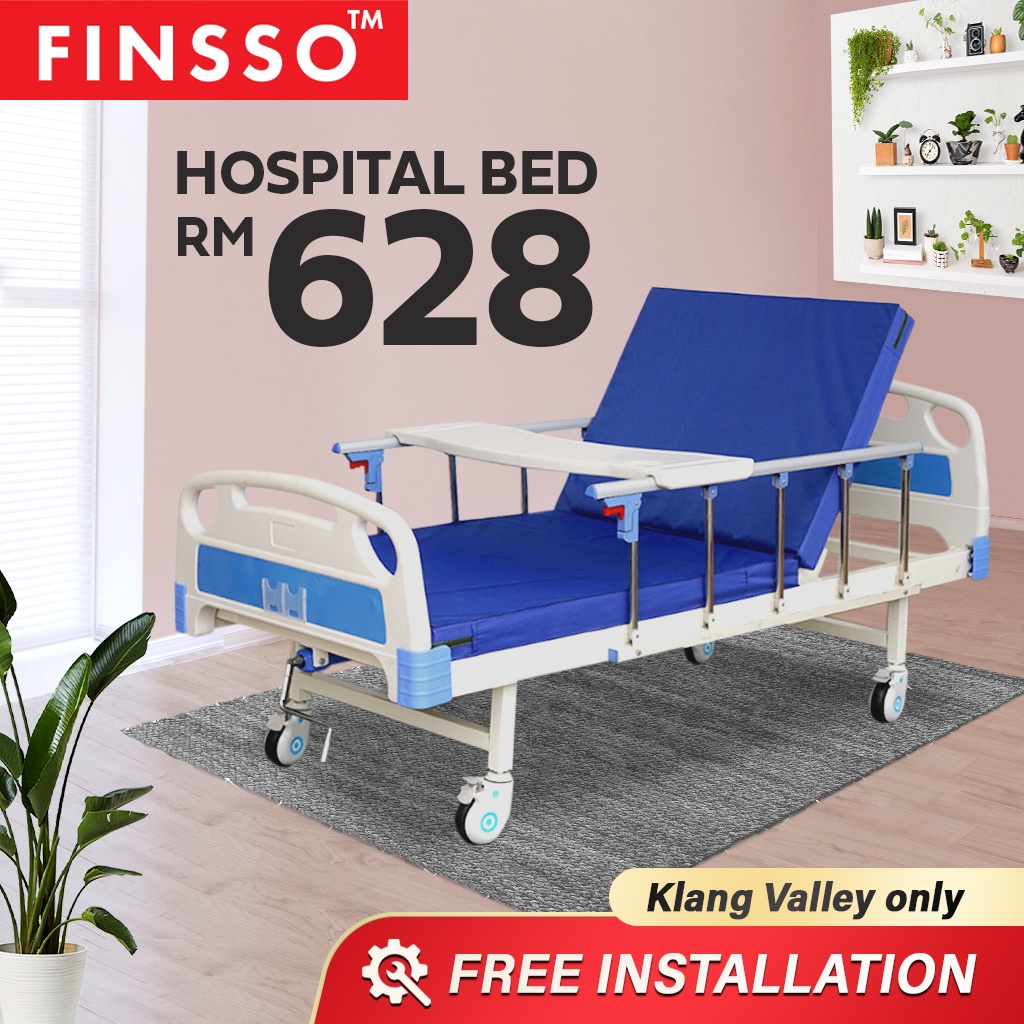 READY STOCK FINSSO: Hospital Bed 2 Function Manual (M15) + Mattress [FREE INSTALLATION]