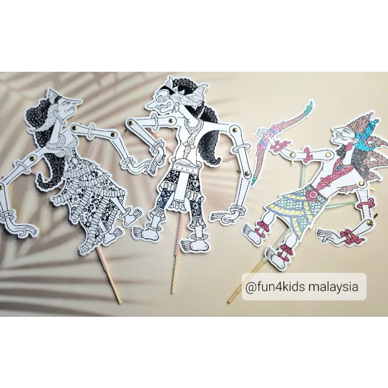 DIY Wayang Kulit Puppet Kit with mini marker pens Traditional Malay