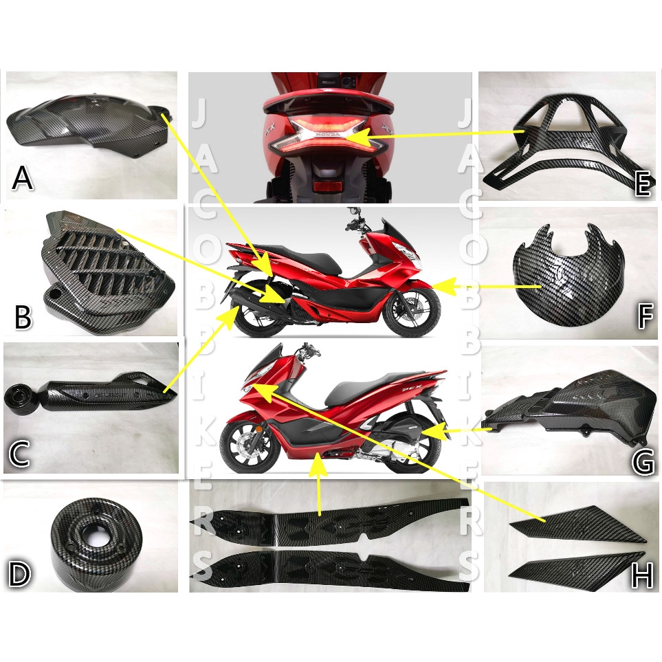 Honda Pcx150 18 Hugger Rear Cover Set Fender Floor Panel Carbon Shopee Malaysia