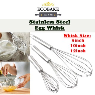 8 10 12 Stainless Steel Egg Whisk Egg Beater Pemukul  