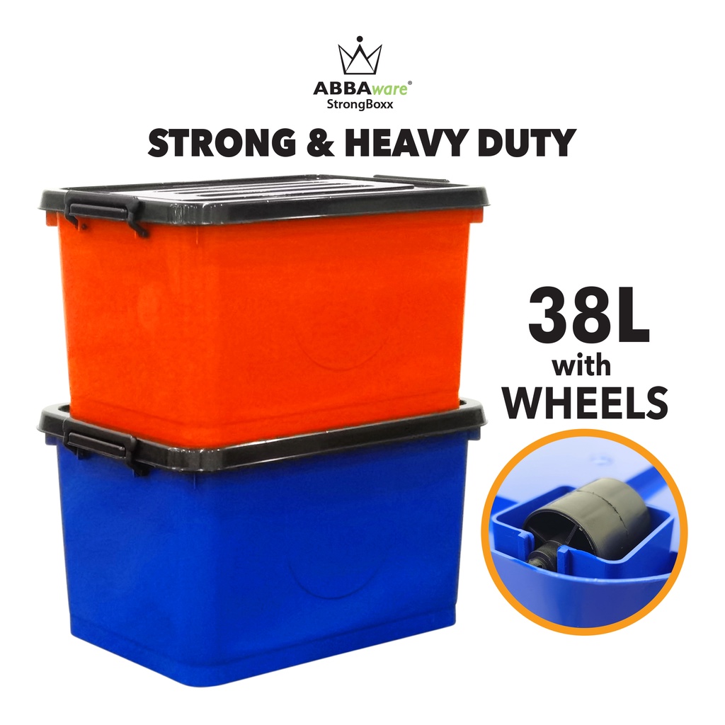 Abbaware Storage Box 38 Litre /Kotak Simpanan dengan roda/Storage Box with wheels/ Bekas