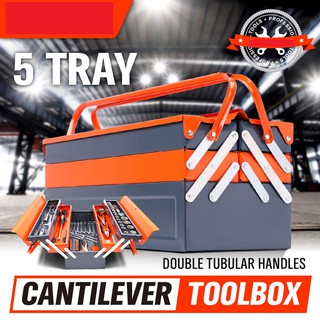 2/3 Layers [ 3/5 Tray] Cantilever Portable Storage Mechanic Tool Box Hand Organizer