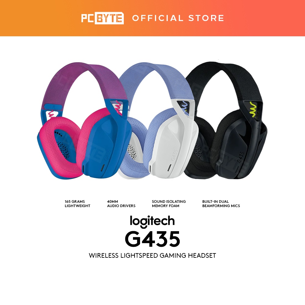 Logitech G435 LIGHTSPEED Wireless Gaming Headset (Black/White/Blue