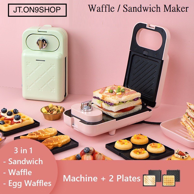 JT.ON9SHOP Electric Sandwich Maker Waffle Maker Mini Grilling Panini Baking Plates Toaster Breakfast Machine For Home