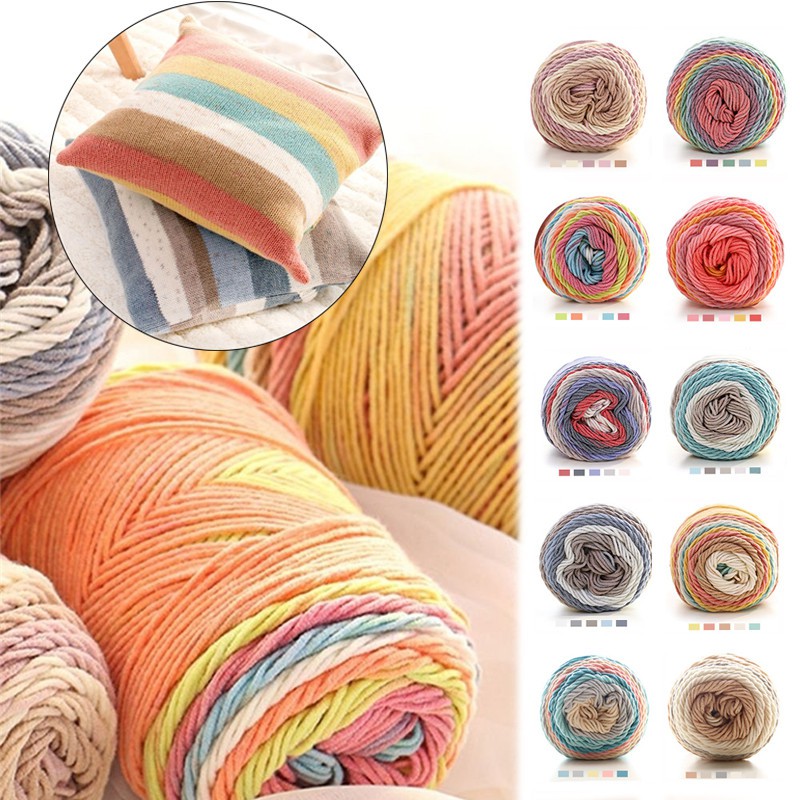 100g DIY 193M Rainbow Color Milk Cotton Woolen Yarn Scarf Knitted Soft ...