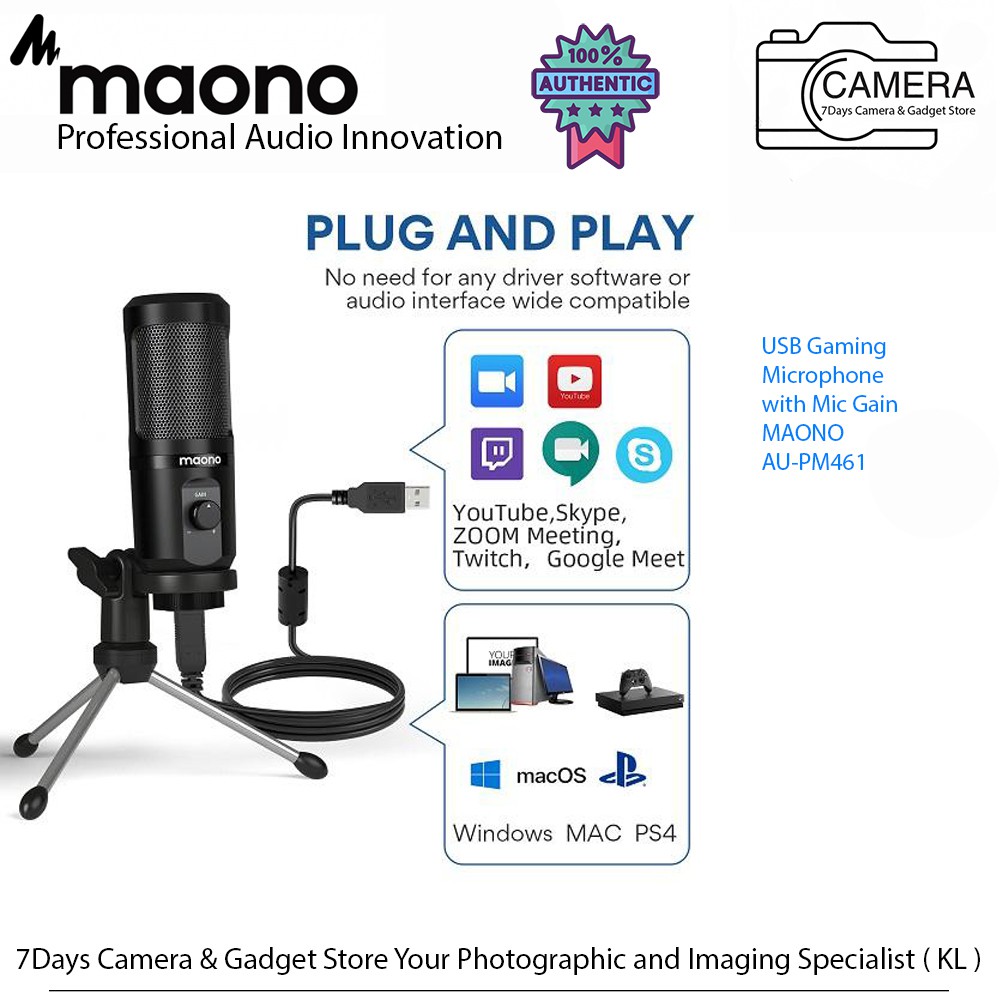 ( READY STOCK ) MAONO AU-PM461 USB Gaming Microphone with Mic Gain ...