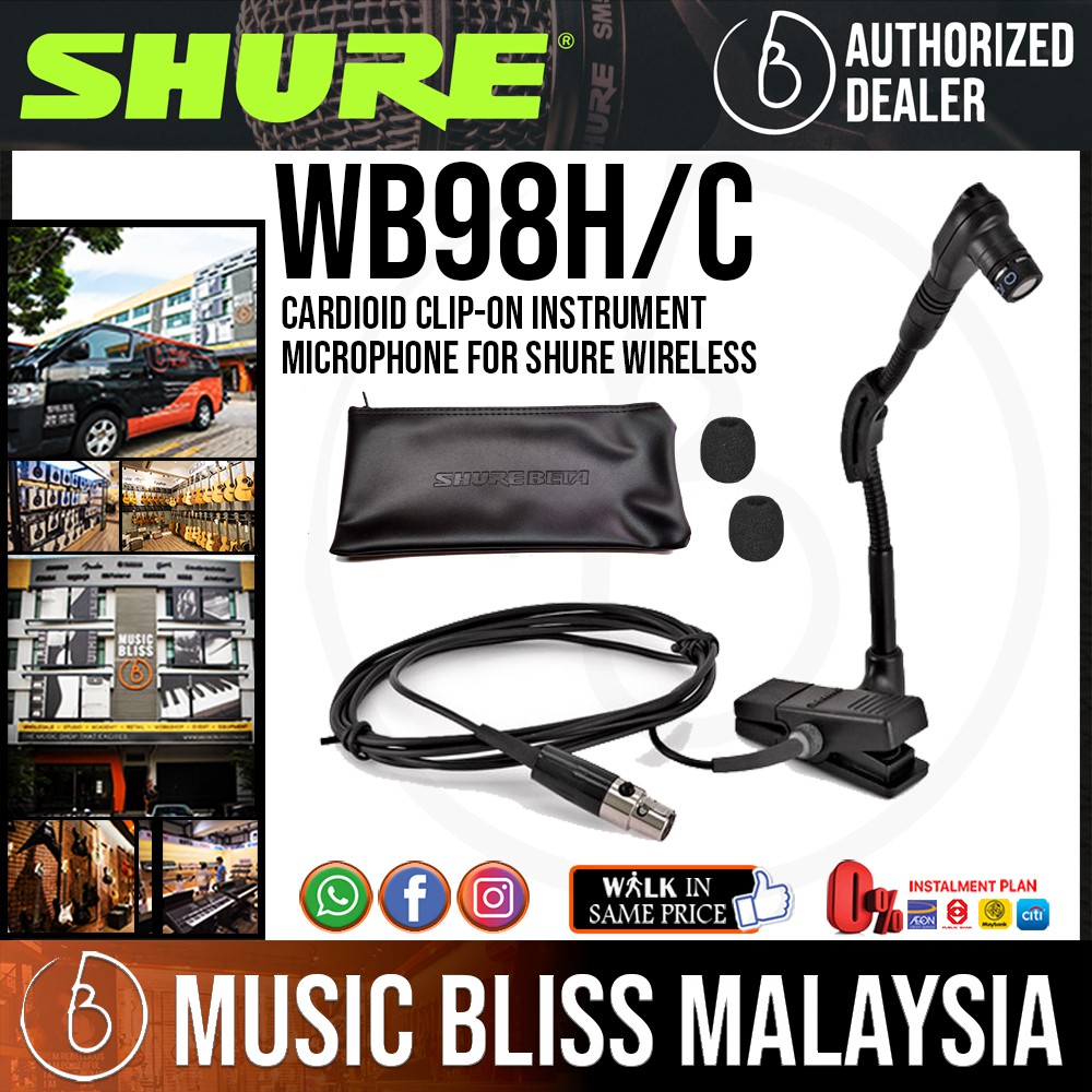 Shure WB98H/C Cardioid Clipon Instrument Microphone for Shure Wireless