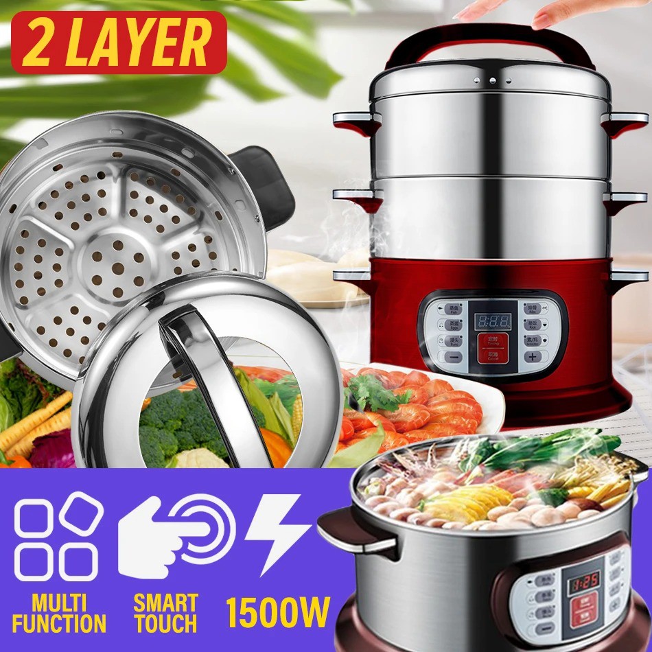 MyPetHouse [ 2 LAYER ] 1500W Smart Kitchen Stainless Steel Electric Cooker