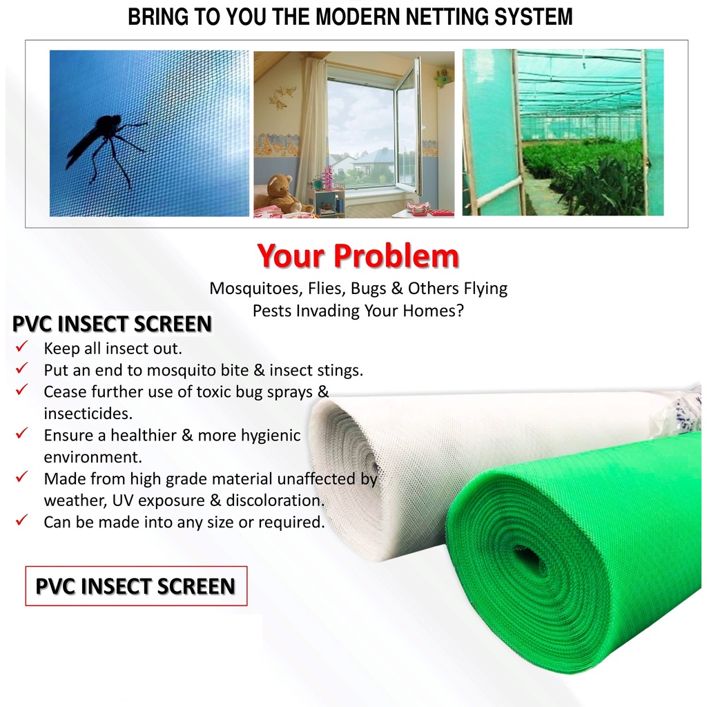 (24Meter) Mega Net Mosquito Insect Screen Mesh (Green / Grey) Shopee