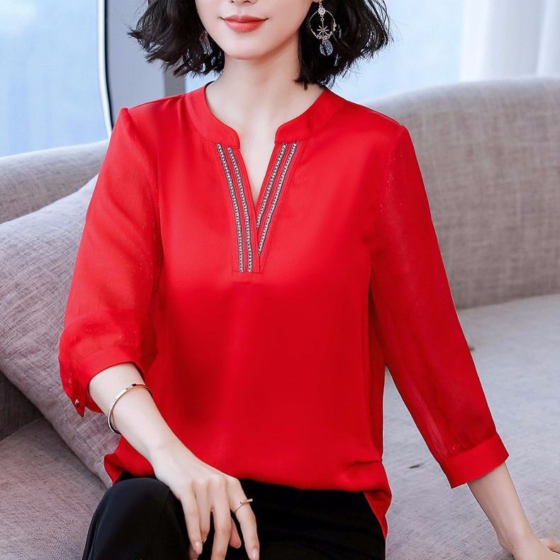 Spot Baju chiffon wanita 2022 kemeja lengan pendek XL 200 Spot Baju chiffon wanita 2022 kemeja lengan pendek XL 200