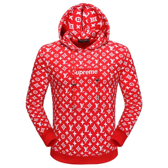 supreme red hoodie lv