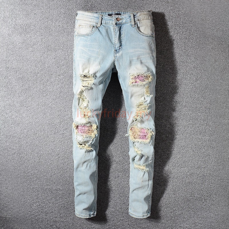 amiri jeans pink patch