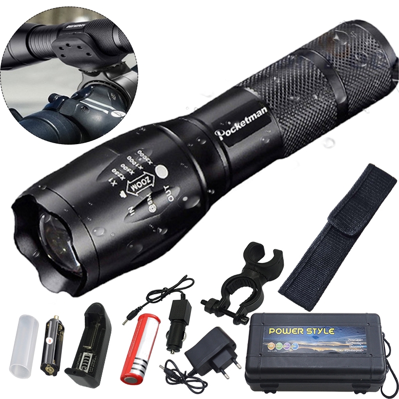 12000LM LED Flashlight Zoomable Torch Bicycle Light Rechargeable Lamp T6/L2/V6 