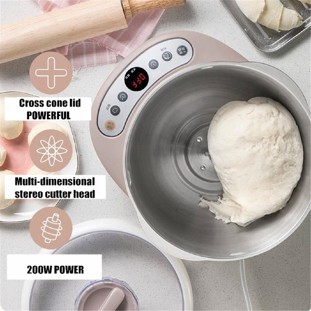 5L 200W Electric Automatic Dough Mixer Fermenting Kneading Machine Stainless Steel Bread Cake Noodle Maker Kitchen