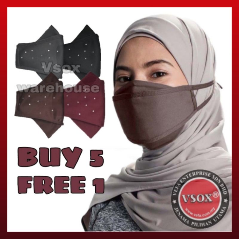 [Ready stocks] 3D double up washable fabric face mask diamond Muslimah tie Malay cloth mask