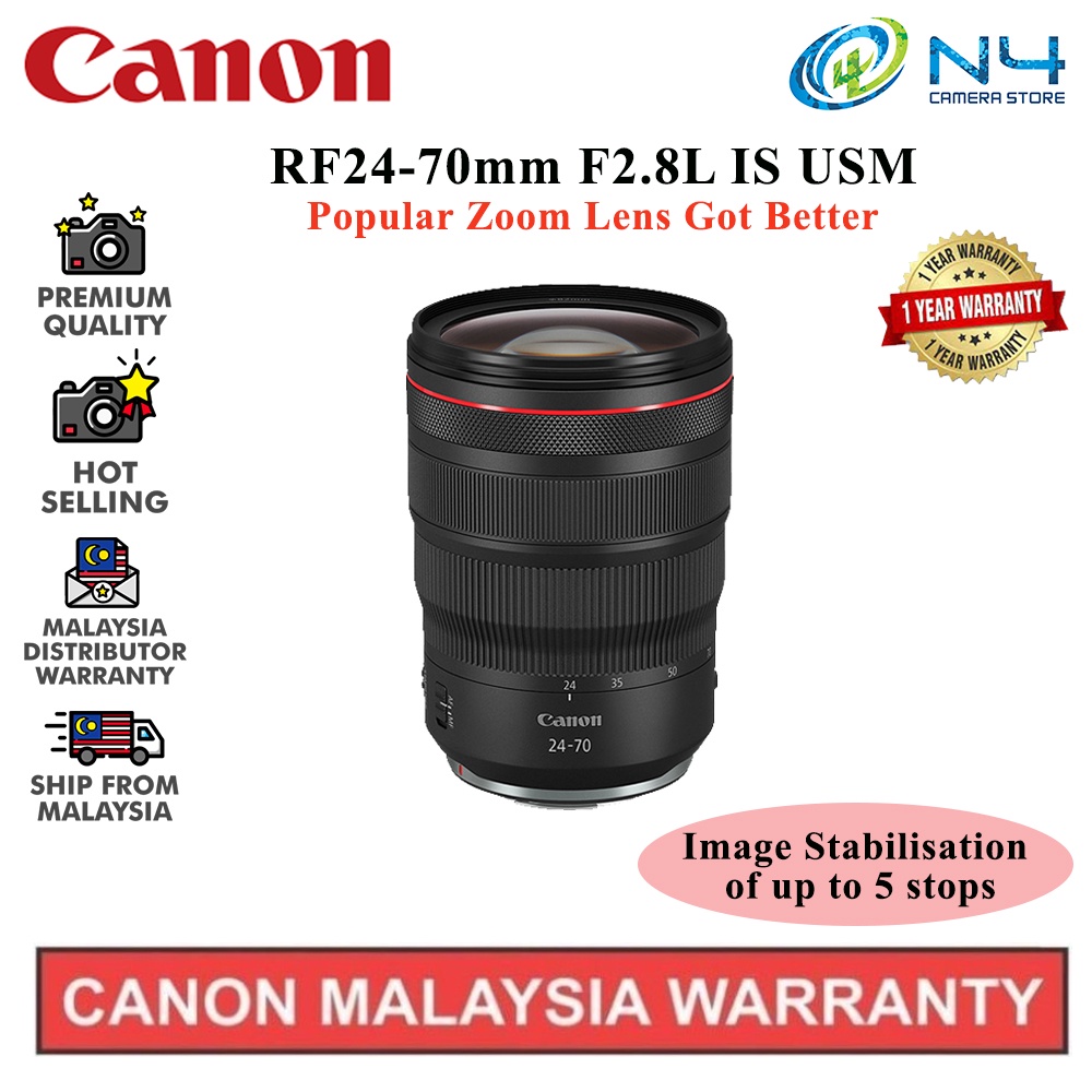 Canon RF 24-70mm RF24-70mm F2.8 L IS USM Lens for EOS R RP R5 R6 R3 (CANON MALAYSIA WARRANTY)