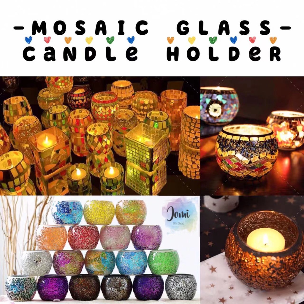 Ready StockTurkish Moroccan Style Mosaic Glass Holder Romantic Candlelight Dinner Party Candle Lamp Home Decoration