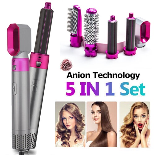 👍READY STOCK👍UPGRADED 5 IN 1Hair Styling Comb Airwrap Hair Curler Hair Dryer Hair Blower Curling Curly Pengering Rambut