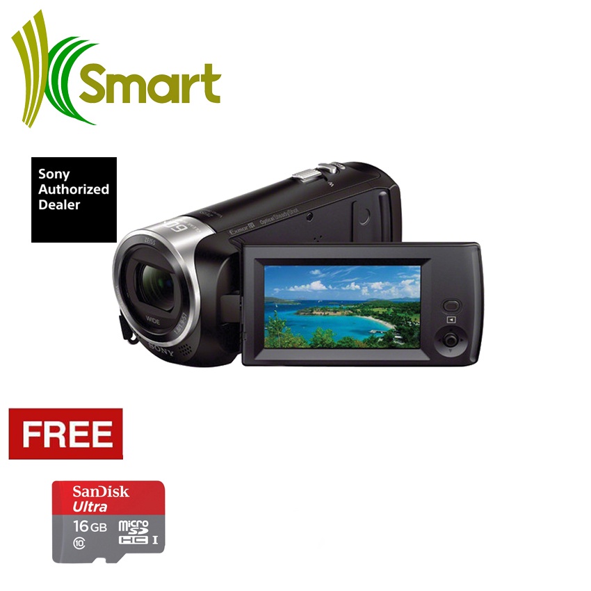 Sony HDRCX405 cx405 HD Handycam + Sandisk Ultra 16GB MicroSD HighSpeed