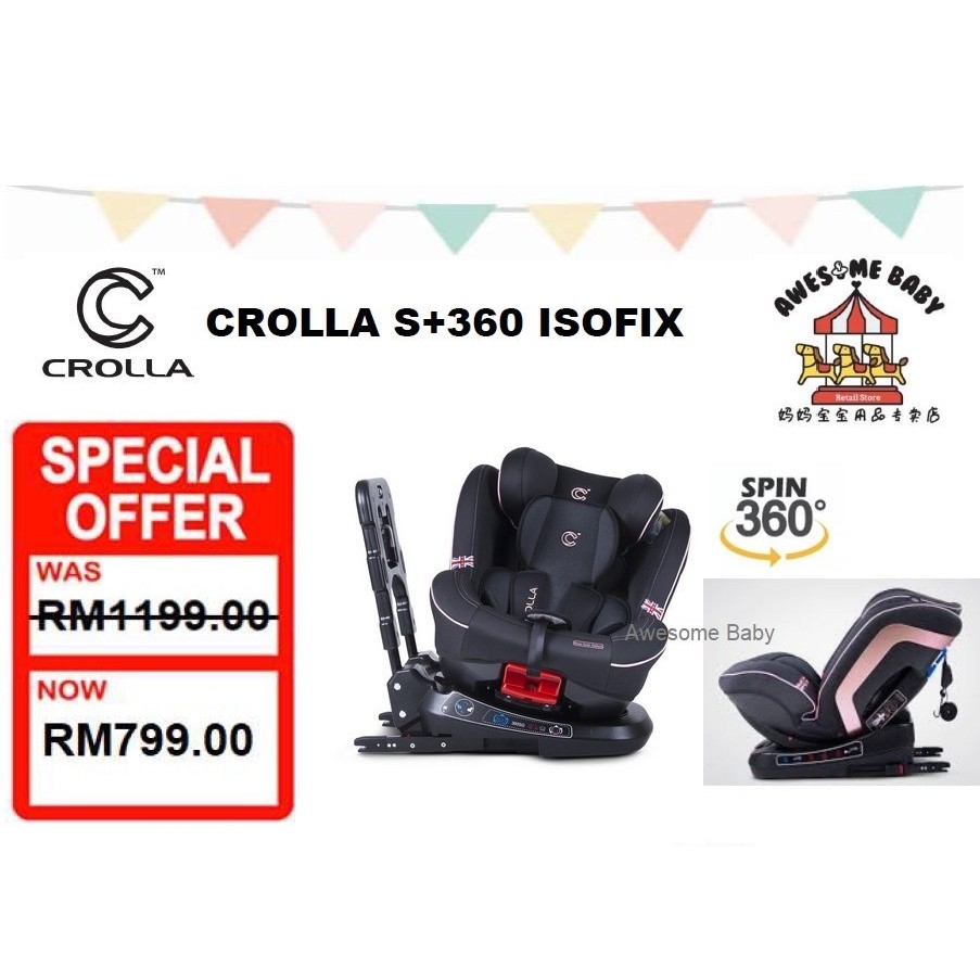 Rm 20 Voucher Crolla S 360 Spin Isofix Rose Gold Edition Car Seat Shopee Malaysia