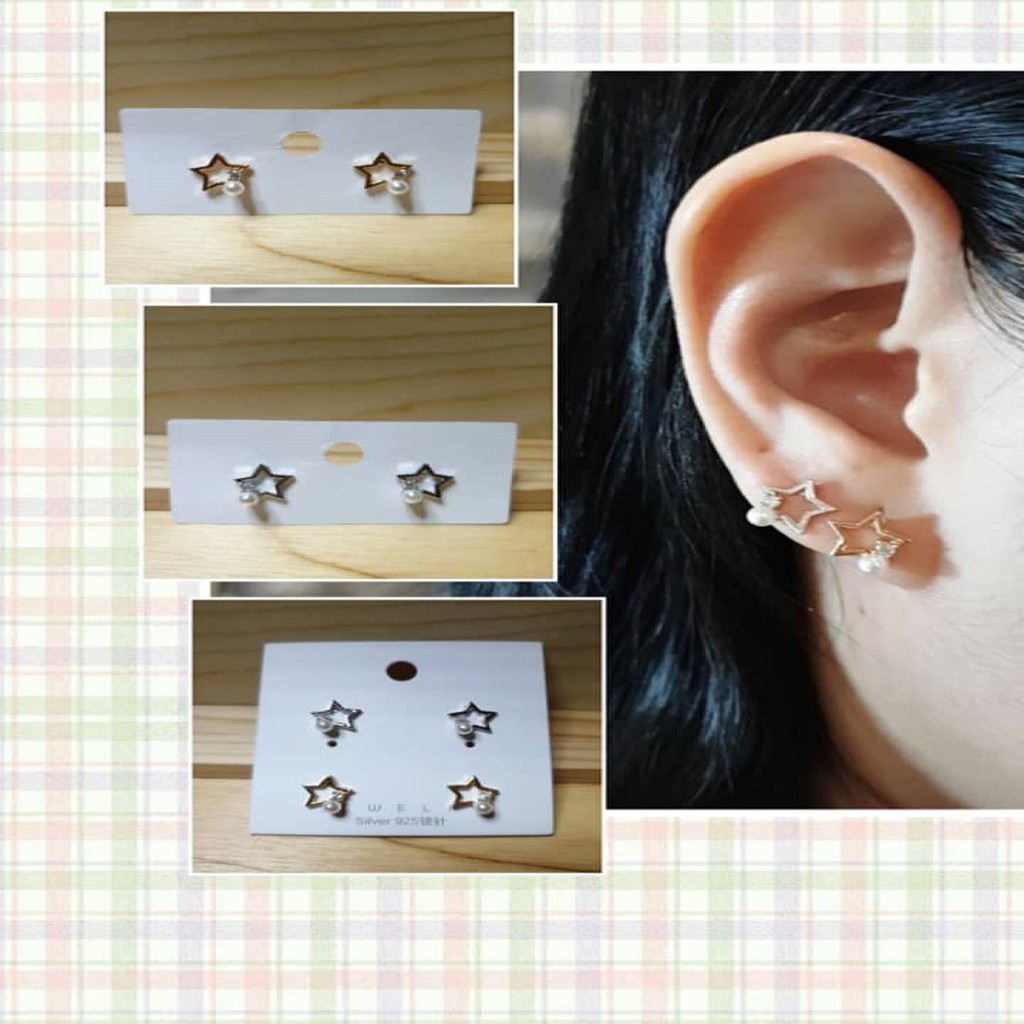 Korean style earrings Star Design earrings Subang telinga gold / silver