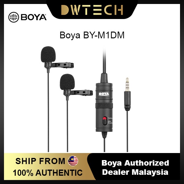 READY STOCK Boya BY-M1DM Dual Lavalier Microphone Omnidirectional Mic ...