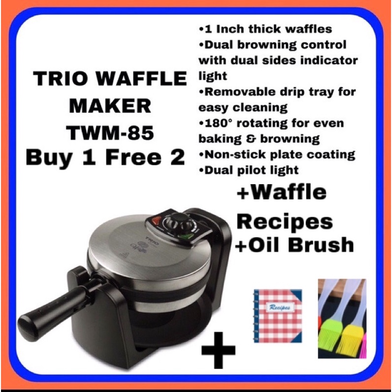 HOT ITEM!!!(FREE GIFT) TRIO WAFFLE MAKER TWM85/MIFANOURS ROTATE WAFFLE