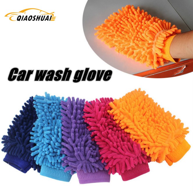 Double sided chenille winter waterproof car wash gloves plus velvet