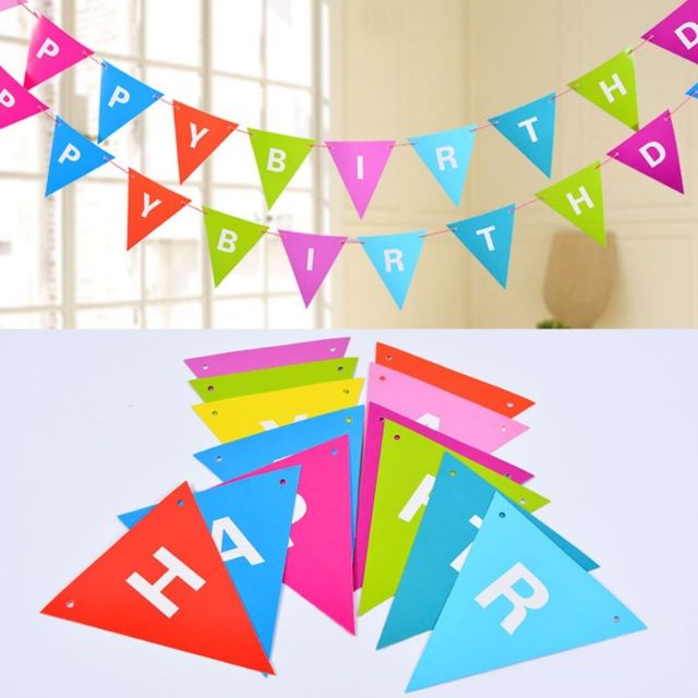 COLOURFUL HAPPY BIRTHDAY TRIANGLE FLAGS BANNER [KL READY STOCK ...