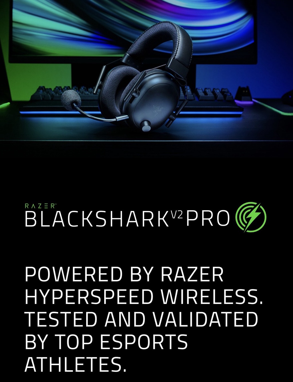  Razer BlackShark V2 Pro - Wireless Premium Esports Gaming  Headset (HyperSpeed Wireless Technology, Triforce Titanium 50 mm Drivers,  HyperClear Supercardioid Mic) Rainbow 6 Siege : Video Games