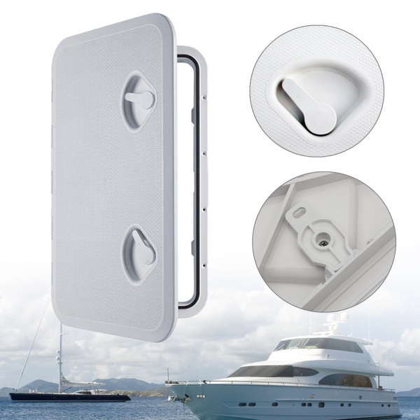 White Plastic Watertight Marine Boat Caravan Deck Compartment Access Hatch Plate White Inspection Yacht Cover RV Ship Part 606x353mm