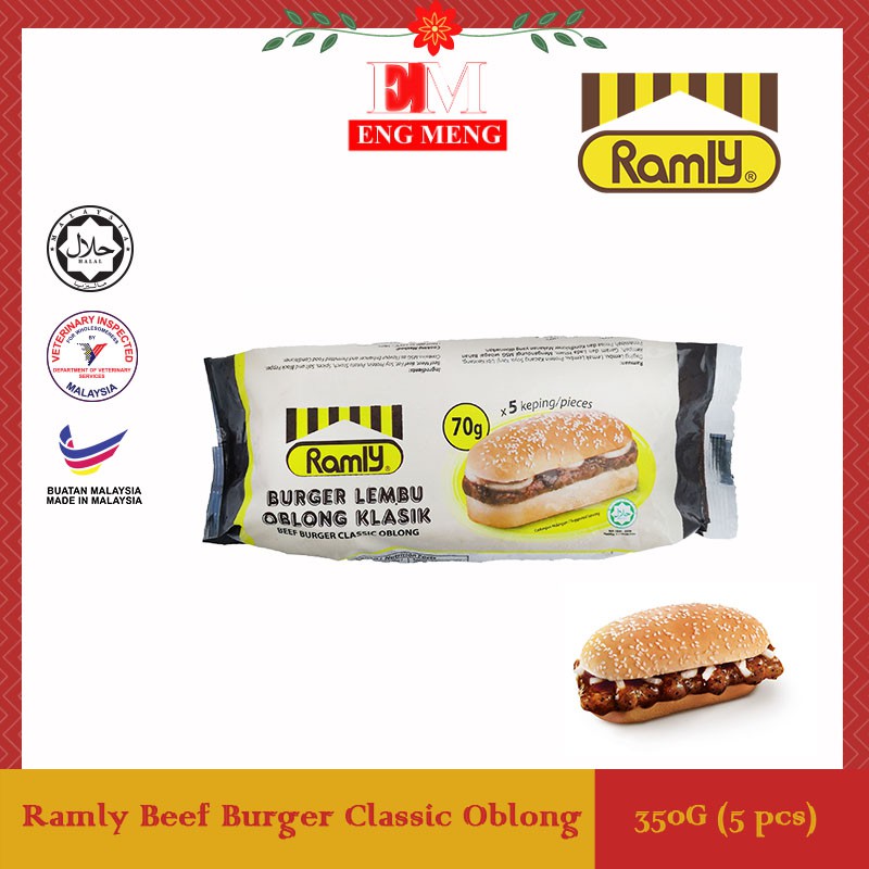 Ramly Burger Beef Oblong Classic 70g 5 Pieces Ramly 牛肉发财汉堡肉 70g 5片 Ramly Burger Lembu Oblong Klasik 70g 5 Keping