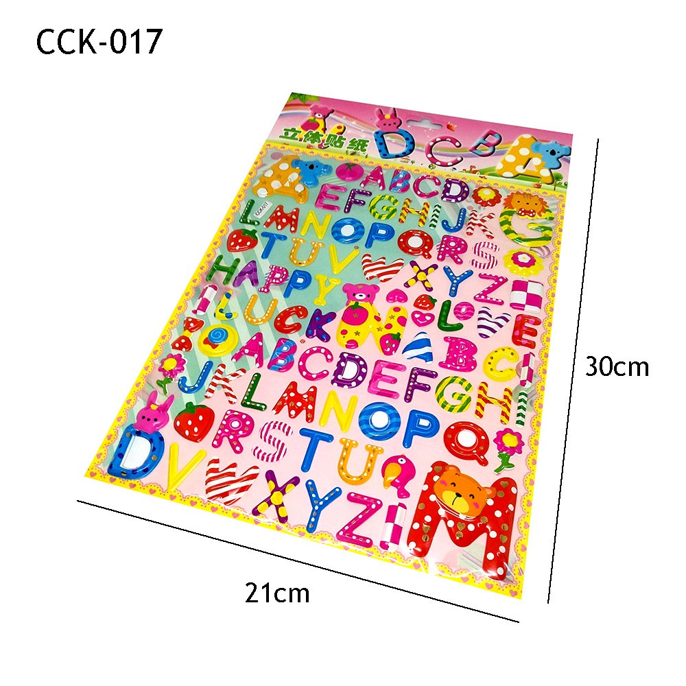 Children 3D Foam Stickers 30 x 21cm - Numbers / Stars / Smiley Face / Alphabets / Animals