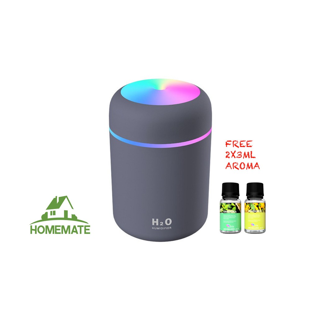 MBH Prism Japan Style Ultrasonic Humidifier, Car Humidifier with Rainbow LED Effects