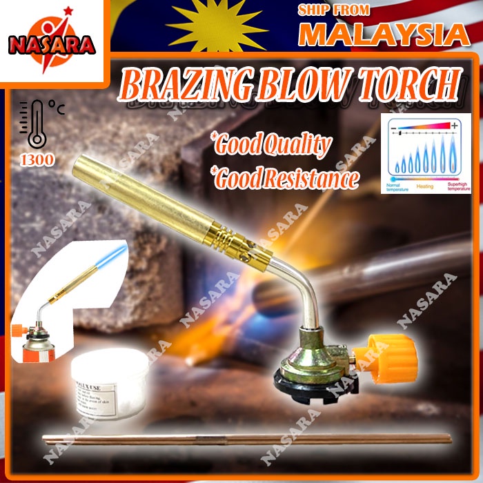 NASARA HIGH QUALITY BRAZING BLOW TORCH with COPPER SOLDERING RODS