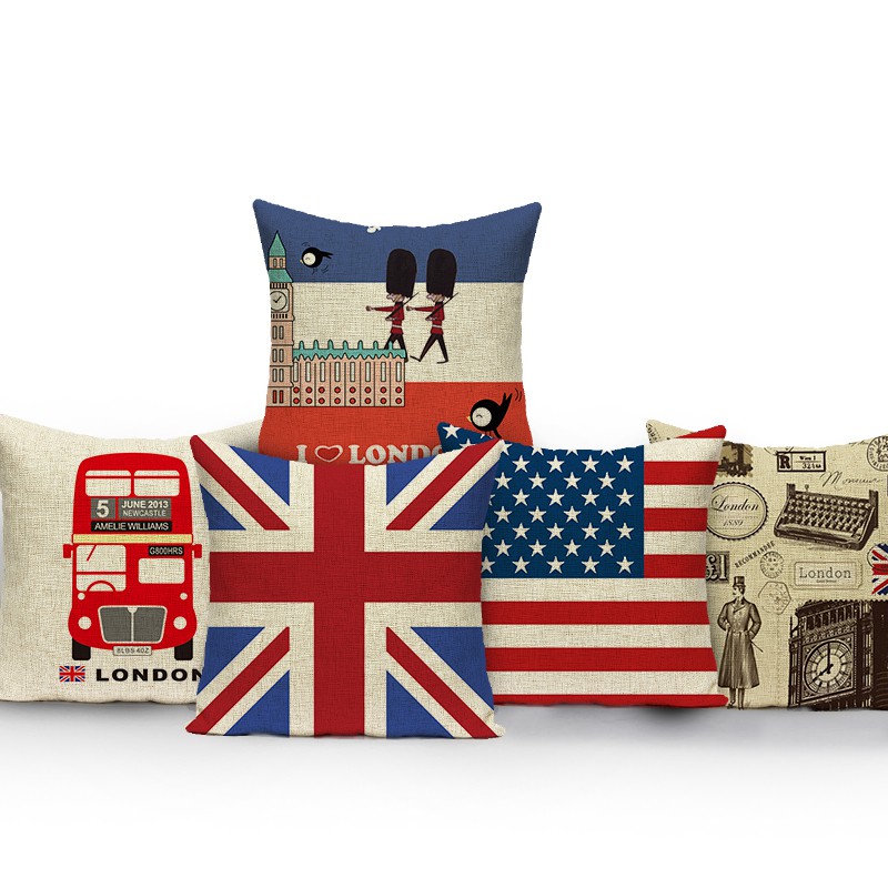 National Crown Flag Eiffel Tower Throw Pillow Case Sofa Cushion